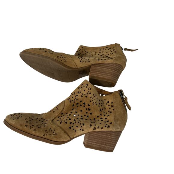 Franco Sarto Brown Leather Suede Cutout ankle booties size 5 boho casual chic - Picture 5 of 7